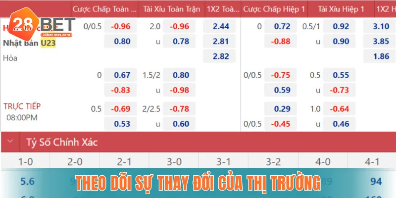 Theo dõi sự thay đổi của thị trường và phong độ đội bóng